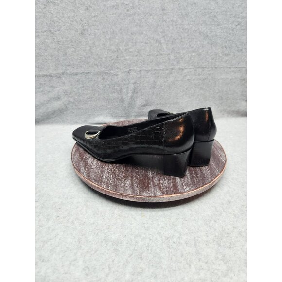 Etienne Aegner Manzoni Womens Black Croc-Embossed Leather Heels Size 8 - Picture 8 of 16